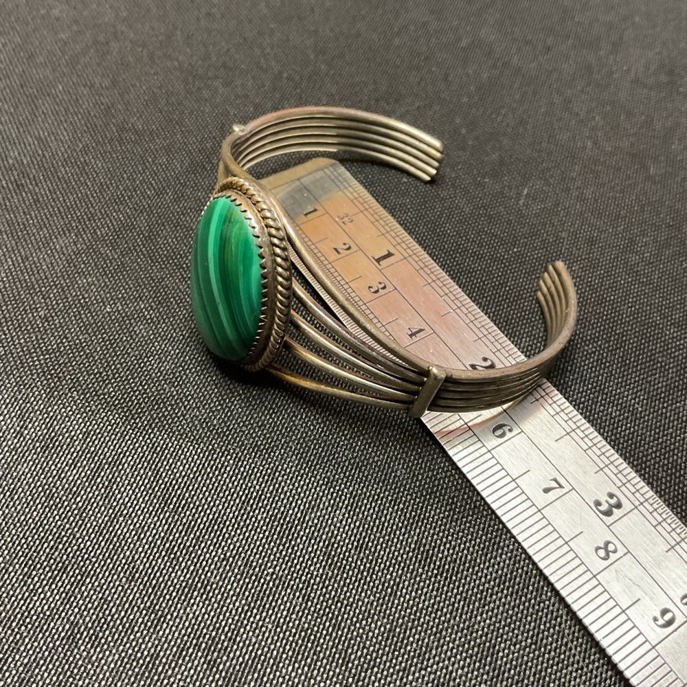 Vintage sterling silver Malachite cuff bracelet